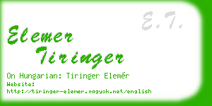 elemer tiringer business card